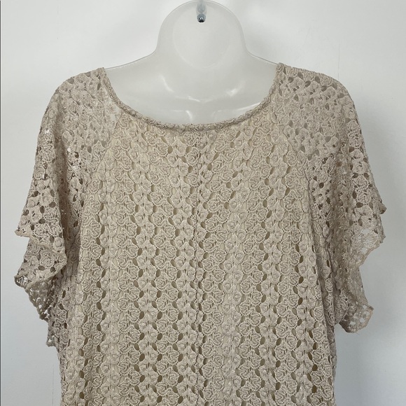 Dress Barn Crochet Cottagecore Flare Elegant Beige Women's 3X Pullover Tunic Top - Picture 8 of 10